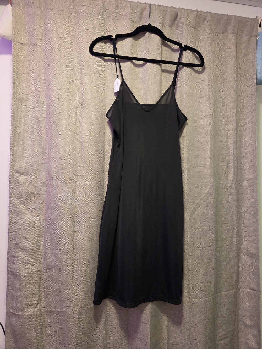 Women's Black Slip Dress with Adjustable Spaghetti Straps